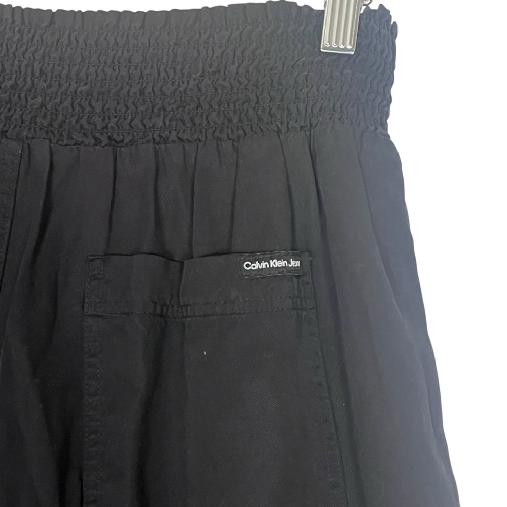 Calvin Klein Black Wide Leg Pant Womens Medium Black Pull On Smocked Palazzo NWT - Picture 4 of 10